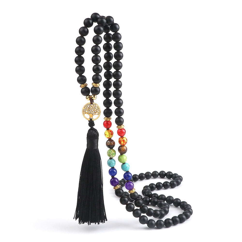 Obsidiana al por mayor 108pcs Multicapa Multilapa de la vida Pulsero de borla